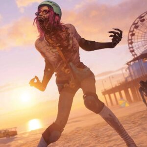 Image from Dead Island 2 showing a screaming zombie on a beach.